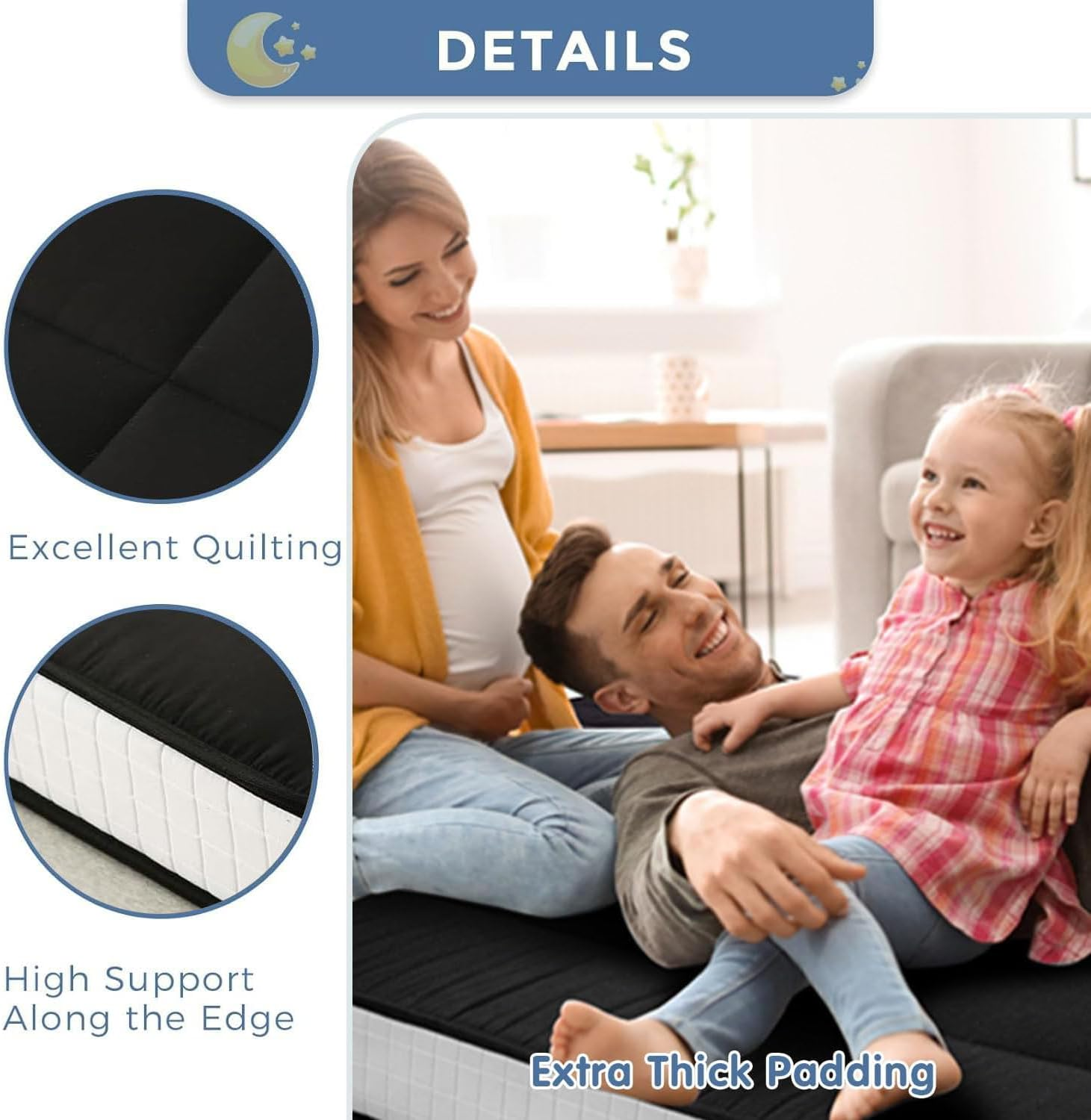 LIODUX Japanese Floor Mattress Futon Mattress, Thicken Daybed Futon Sleeping Pad, Foldable Roll up Mattress, Dormitory Mat Pad Floor Lounger Bed Couches & Sofas (Full) image number 2