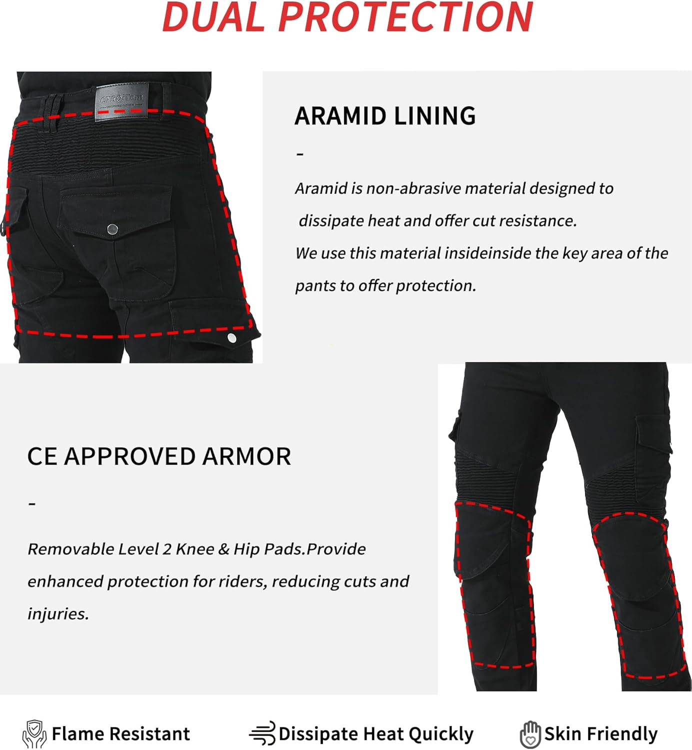 Ctbqitom Motorcycle Pants for Men with Protective Lining for Motocross Motorbike Dirt Bike Jeans CE Armored Riding Pants