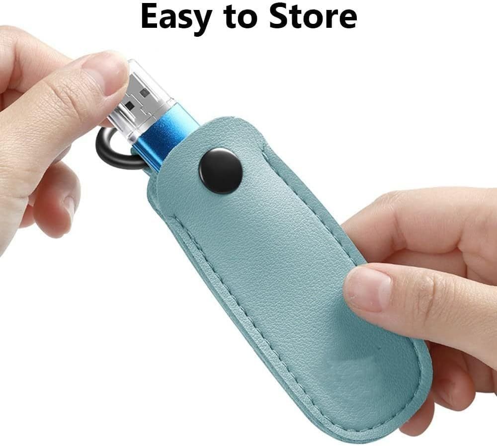3PCS Leather U Disk Pouch Key Ring Holder USB Flash Drive Storage Bag Pen Drive Protective Cover Memory Stick Case