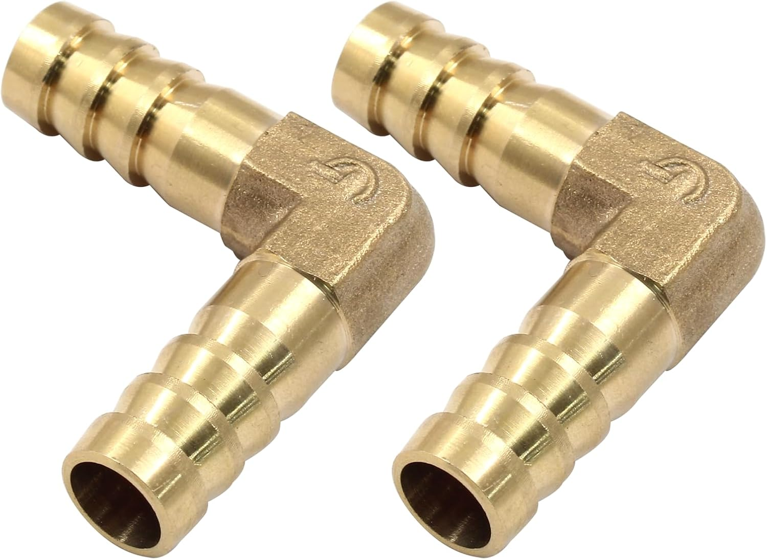 Hordion 2PCS 1/2" Hose Barb Fitting 90 Degree Elbow Connector, Right Angle Brass Barbed Fitting for Water Fuel Air
