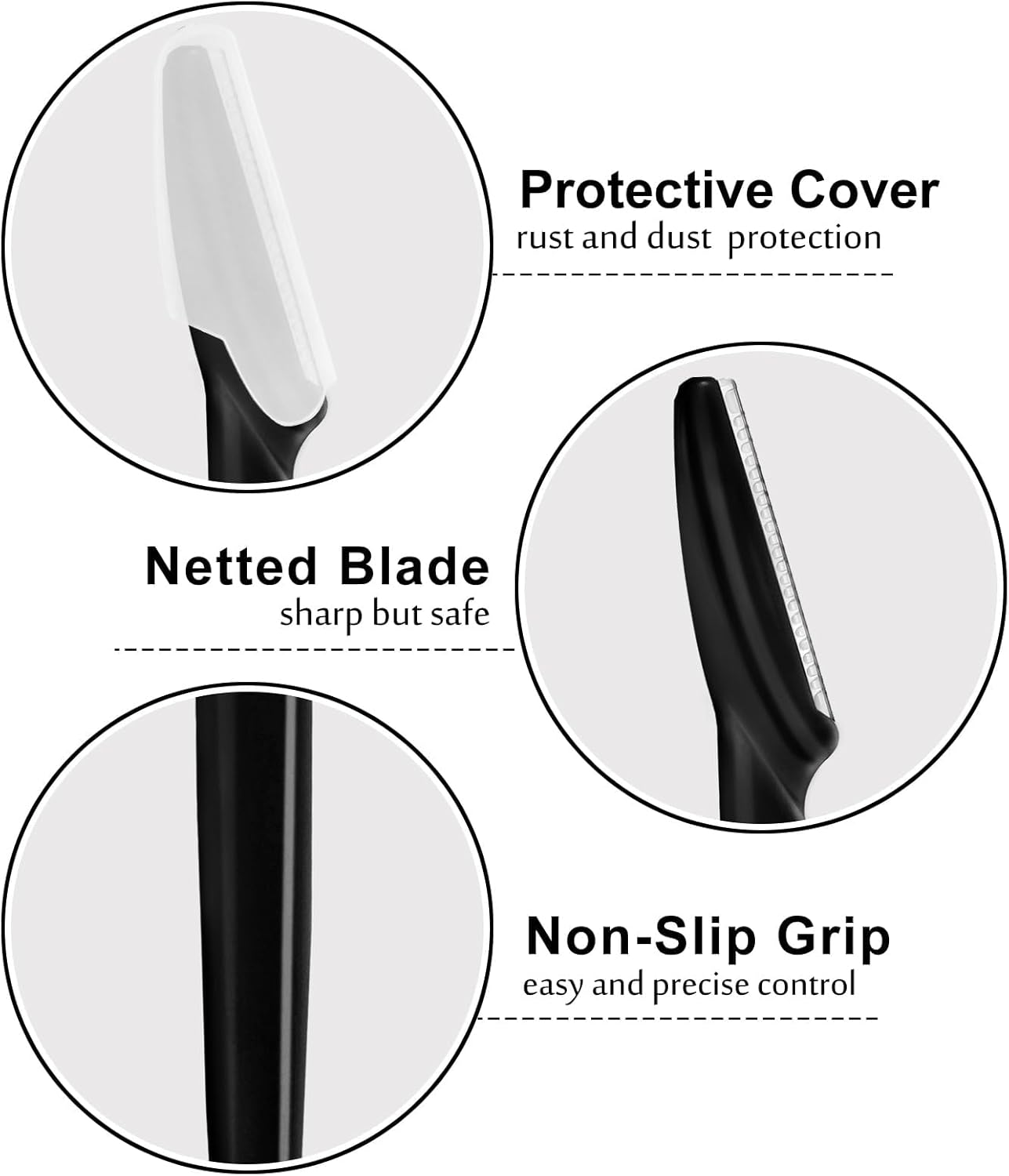 12-Pack Face and Eyebrow Razors, Dermaplaning Tools with Safety Cover, Precision Trimming and Exfoliating for Women Men Body Use image number 4