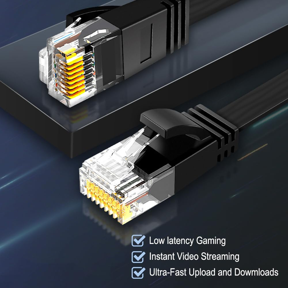 CAT6 Ethernet Cable, Cat6 Ethernet Cable High Speed with Network Patch Cords, LAN Cable with Rj45 Connector for Router Modem Faster than Cat 5E/Cat 5(Black, 15M) image number 6