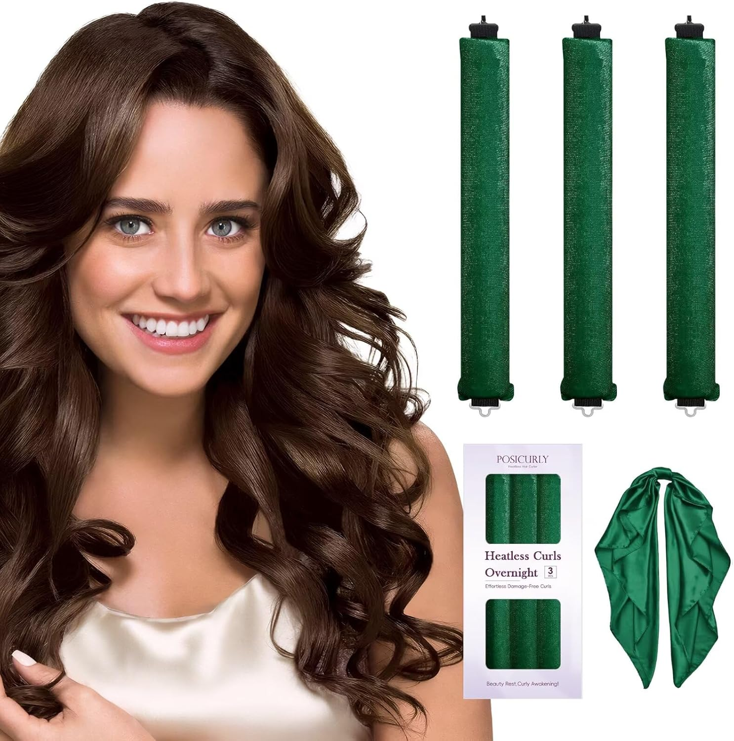 Heatless Hair Curler Overnight Curls-3 Pcs No Heat Curling Blowout Rod to Sleep In,Hair Rollers with Satin Scarf 4 image number 3