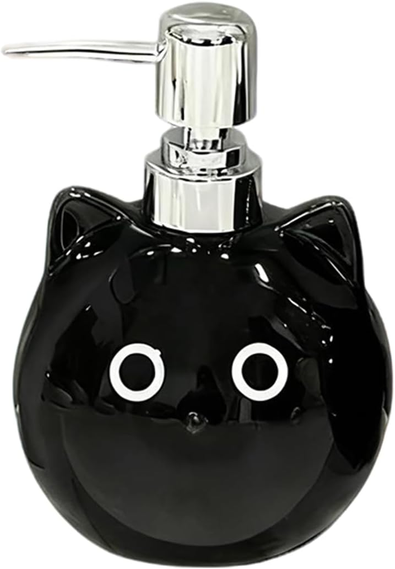 Furtryvl Hand Soap Refill Bottles,480Ml Lightweight Pump | Black Cat Ceramic Empty Soap Lotion Pump Bottle Dispenser | for Shampoo Body Toner Face Creams Body Lotion Travel Home Office Daily image number 1