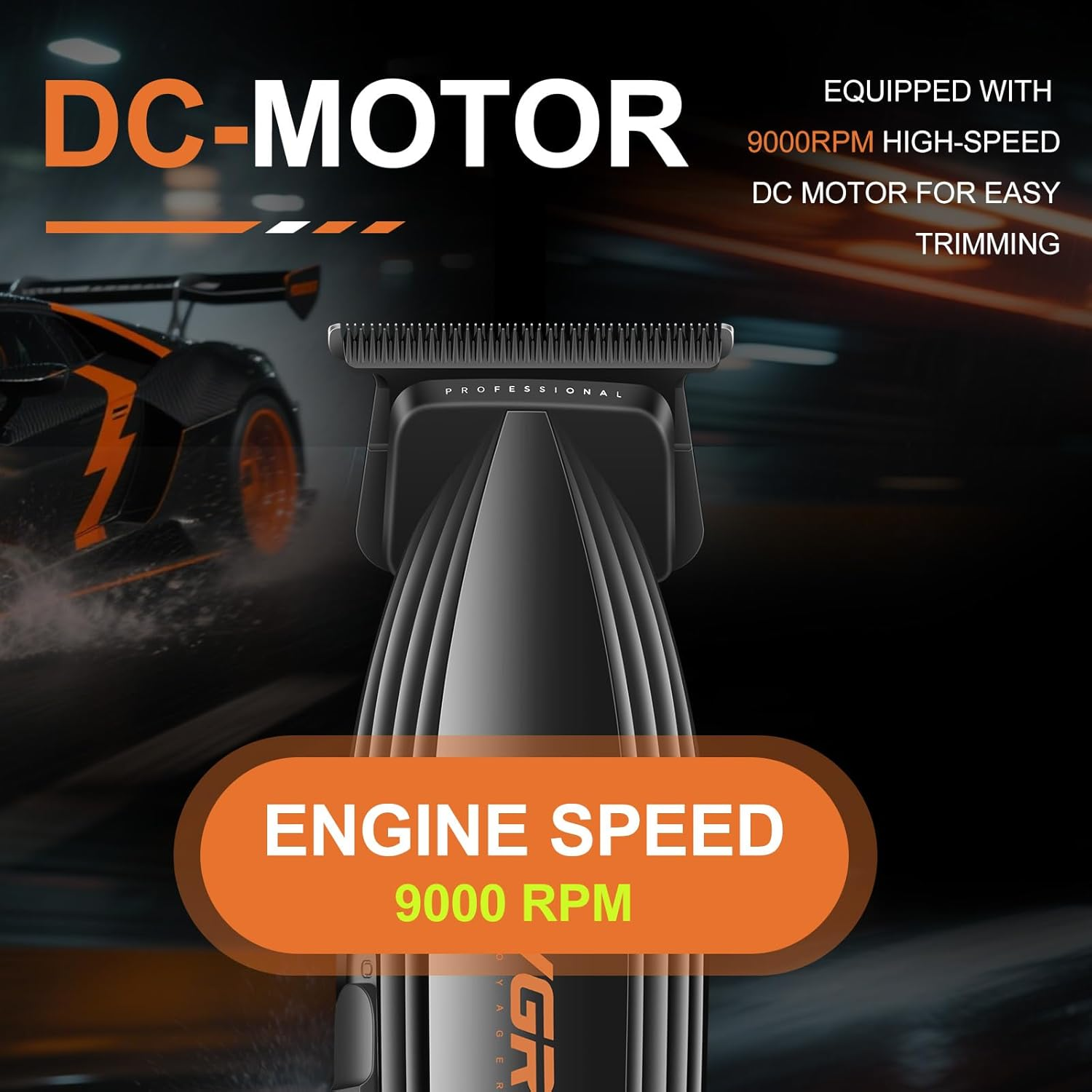 VGR 889T Professional Hair Trimmer for Men, 9000RPM High Speed Cordless Hair Clippers Beard Trimmer with Ceramic & DLC T Blade, Zero Gapped Barber Clippers with USB Charging Base, LED Display