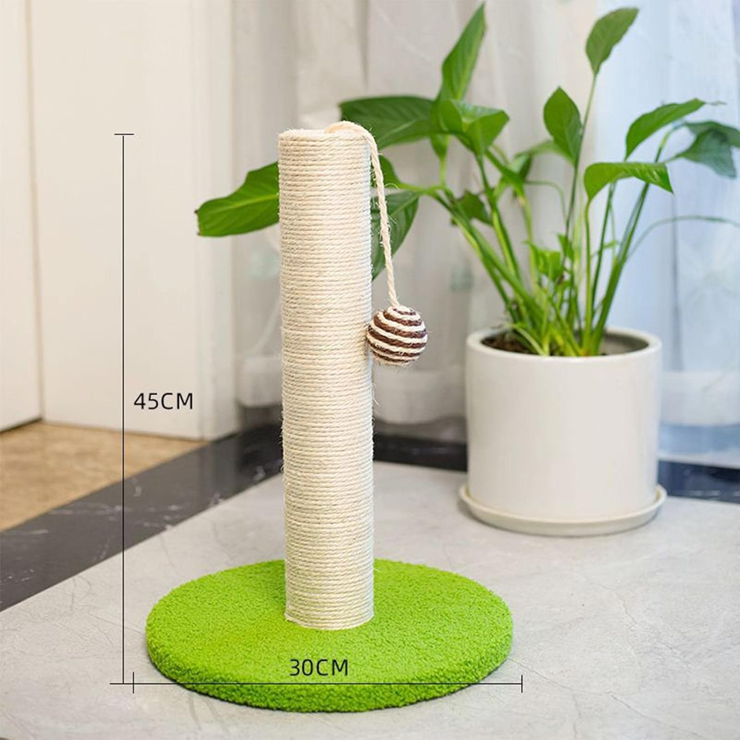Cat Scratching Post for Indoor Cats, Sisal Rope Scratchers, Cat Scratch Post for Small & Large Cats, Cat Post with Dangling Ball Toy image number 6
