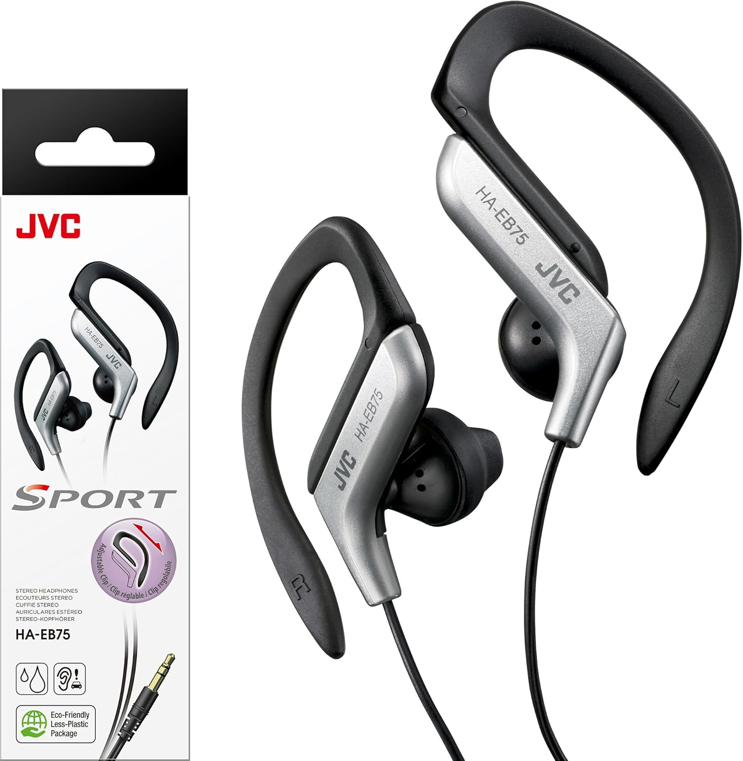 JVC HAEB75S Sports Clip Headphone (Silver)