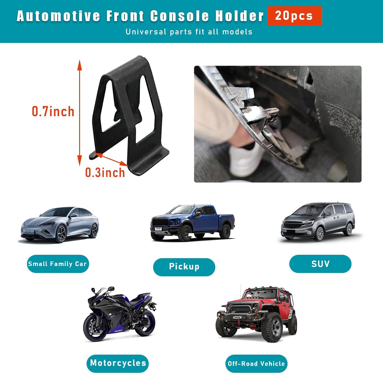 Augeny 20 PCS Dashboard Trim Clips, Metal Car Front Console Dash Retainer, Universal Automotive Dashboard Trim Clip, Vehicle Interior Clip Fasteners Replacement for Most Cars image number 5