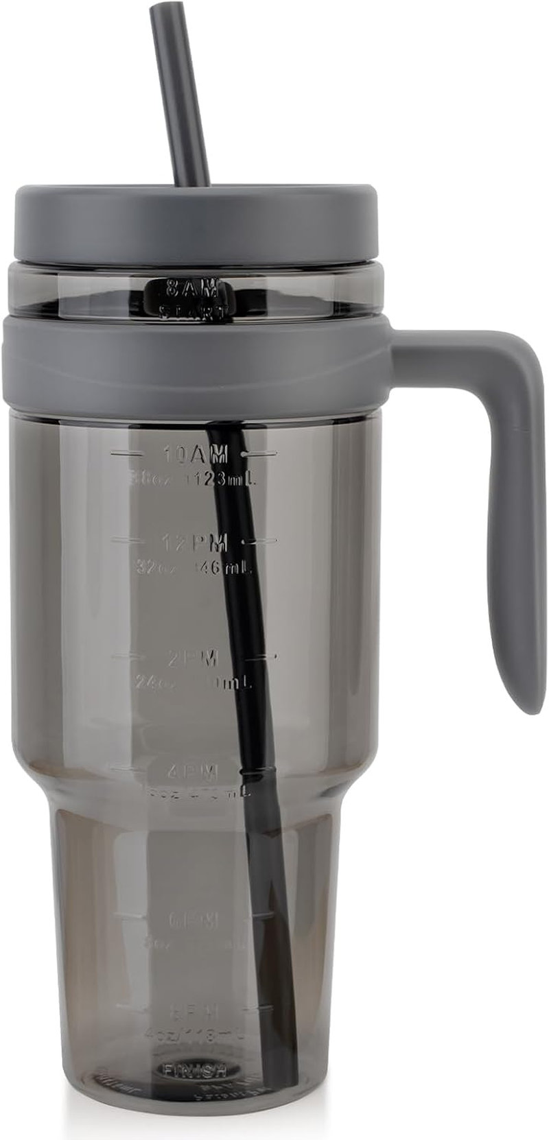 Cafezi 1.5L / 50Oz Reusable Tumbler with Straw & Lid, Bpa-Free Leakproof Tritan Drink Bottle with Time Markers, Wide Mouth Smoothie & Iced Coffee Cup &ndash; Ideal for Gym, Office, Camping & Travel