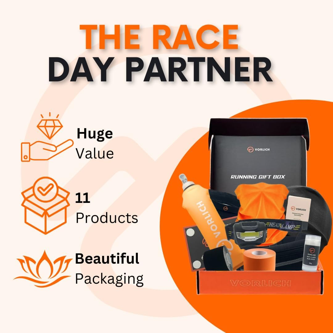 Vorlich&reg; Running Gift Box &ndash; 11 Essential Items for Runners for Runners Female & Men &ndash; Includes Running Belt, Anti-Chafing Balm, LED Headtorch, Folding Water Bottle & More image number 2