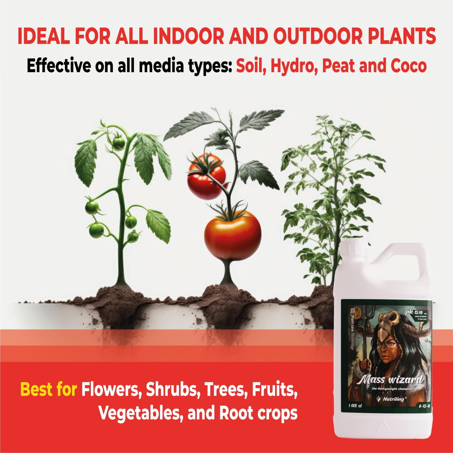Bloom Booster Fertilizer as Hydroponic Nutrients. Use It in Soil, and General Hydroponics - Mass Wizard 0-15-16 - Phosphorus and Potassium Fertilizers. Big Bud Liquid Fertilizer - 1L image number 4
