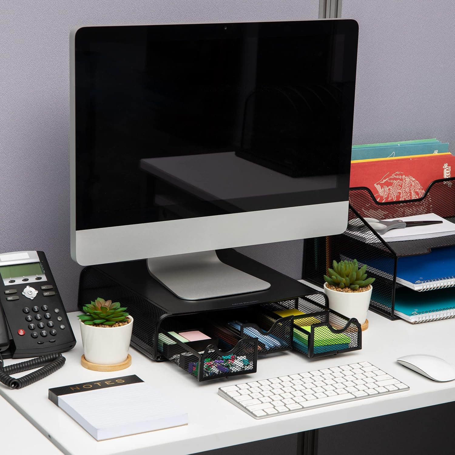Mind Reader Monmesh-Blk Monitor Stand and Desk Organizer, Black Metal Mesh image number 6