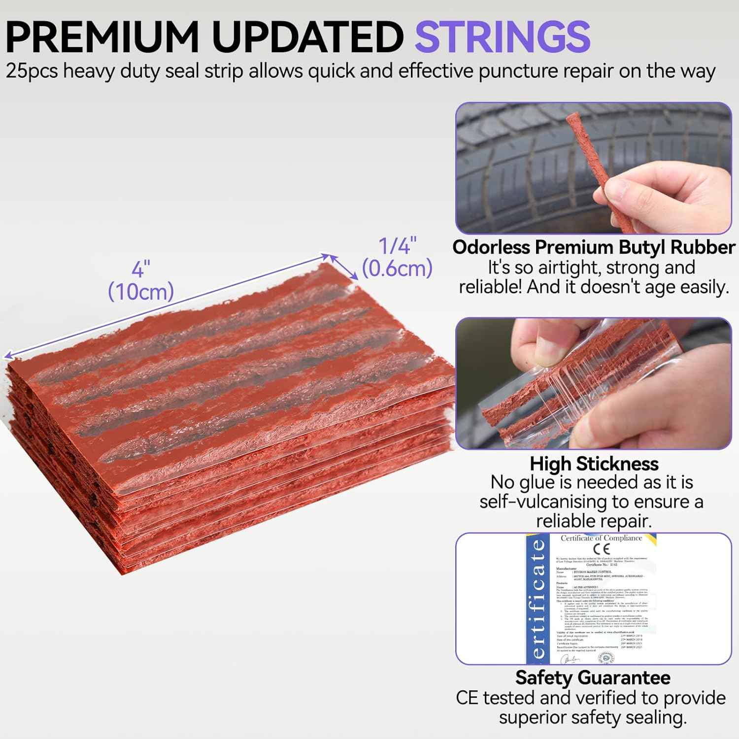 75Pcs Tyre Repair Kit Tubless Tire Repair Kit with Plugs Heavy Duty Car Emergency Tool Kit for Flat Tire Puncture Repair Car Tool Kit for Car Motorcycle Truck ATV SUV image number 6