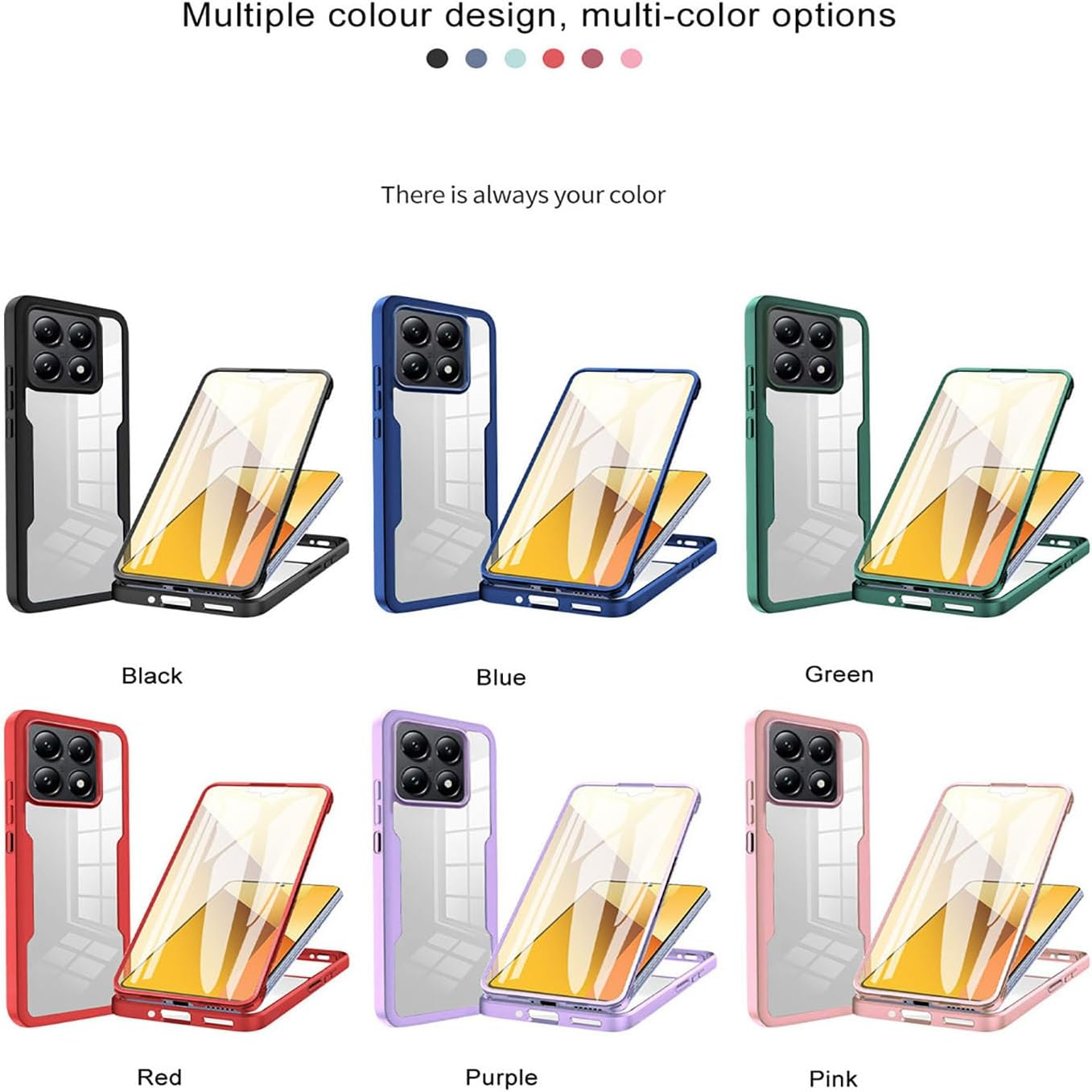 BORYA Silicone Case for Xiaomi 14T Pro 5G, Premium PC + TPU Mobile Phone Case, Soft Ultra Thin Shockproof Transparent Protective Case [Built-In Screen Protector], Blue - Blue image number 4