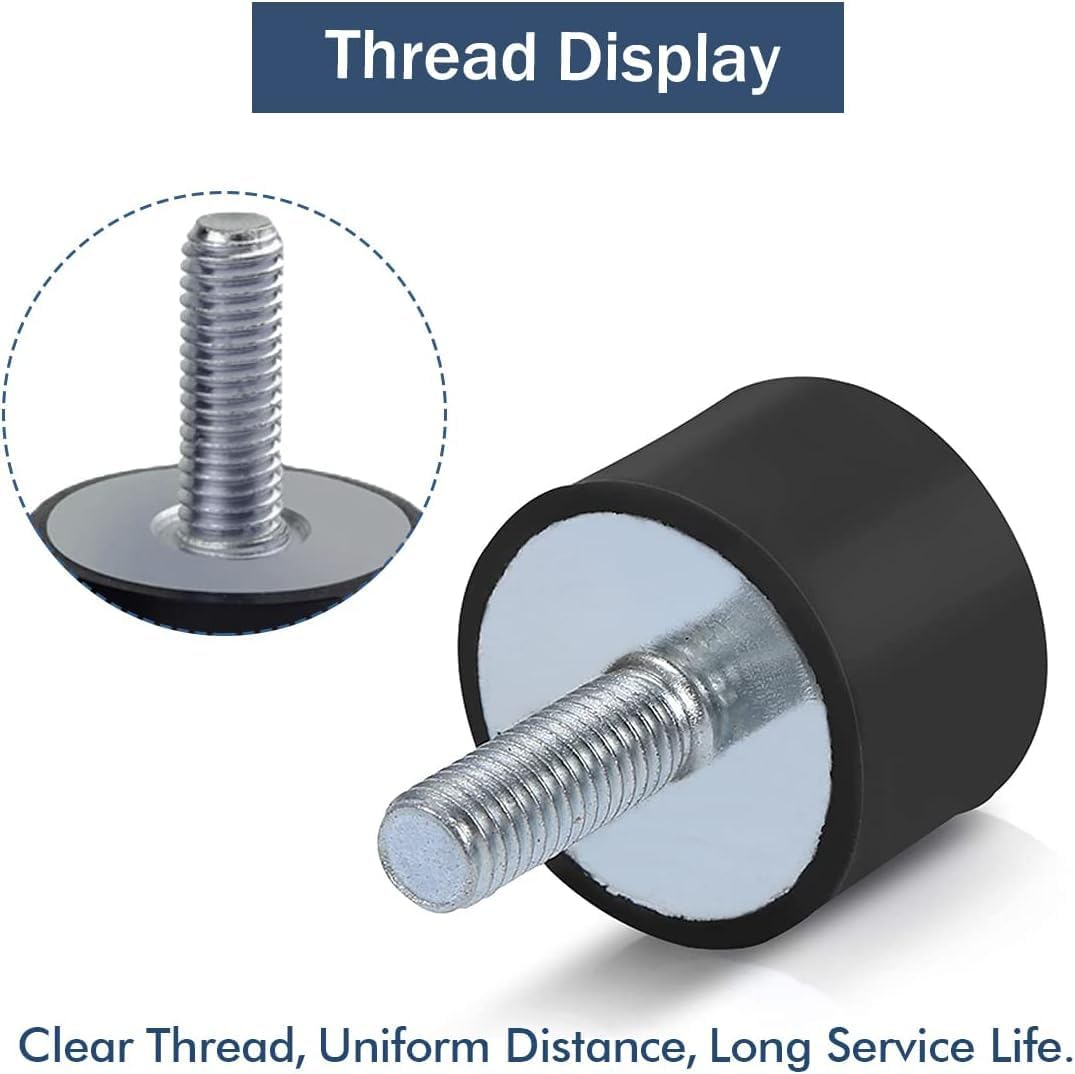 M6 Rubber Mounts Shock Absorber, 4 Pcs Rubber Vibration Isolator Mount Shock Absorber anti Vibration Silent Block Car Boat Bobbins with Studs image number 1