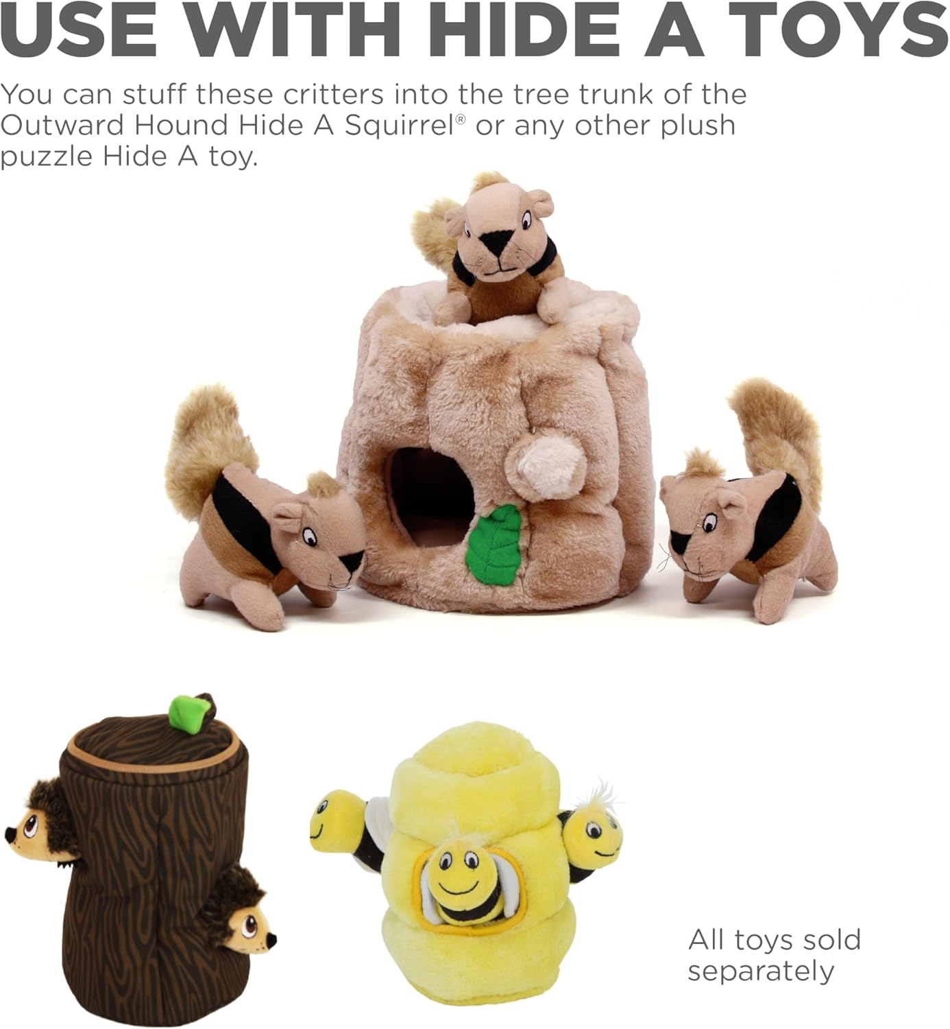 Outward Hound Nina Ottosson Plush Replacement Chipmunk Toys for Snuffle N' Treat Dog Ball Puzzle - 3 Pack image number 5