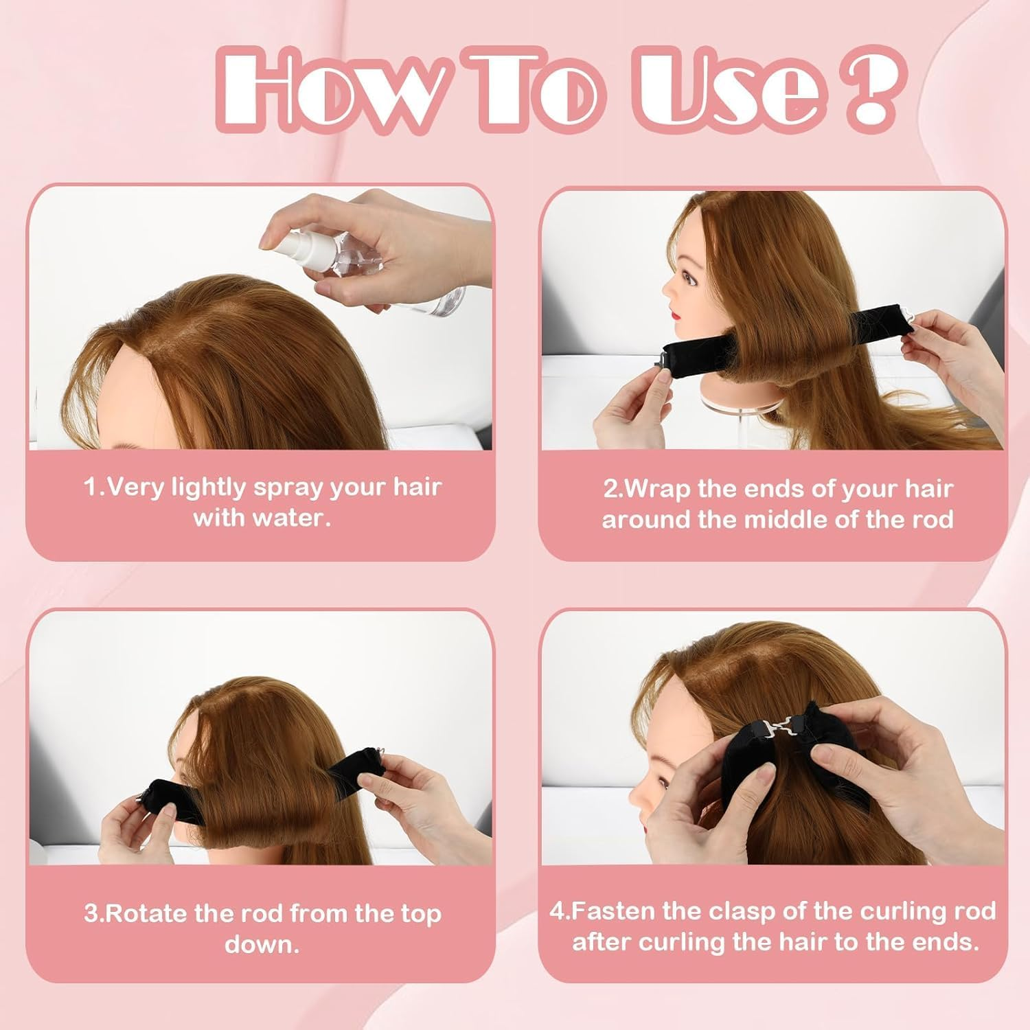 No Hot Rollers Overnight Blowout,3Pcs Heatless Hair Curler Rods,Velvet Heatless Curling No Heat Hair Curlers Overnight Curls Blowout Rod,Heatless Curling Rods Velvet Blowout Rods Flexi Rods with Turban image number 5