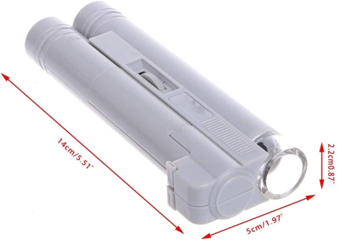 Meichoon Handheld 100X Magnifier High Magnification Loupe Zoom Dual Tube Led Light Portable Microscope for Jewelrylaboratory Work Hobbyists Collectors UC55, White image number 5