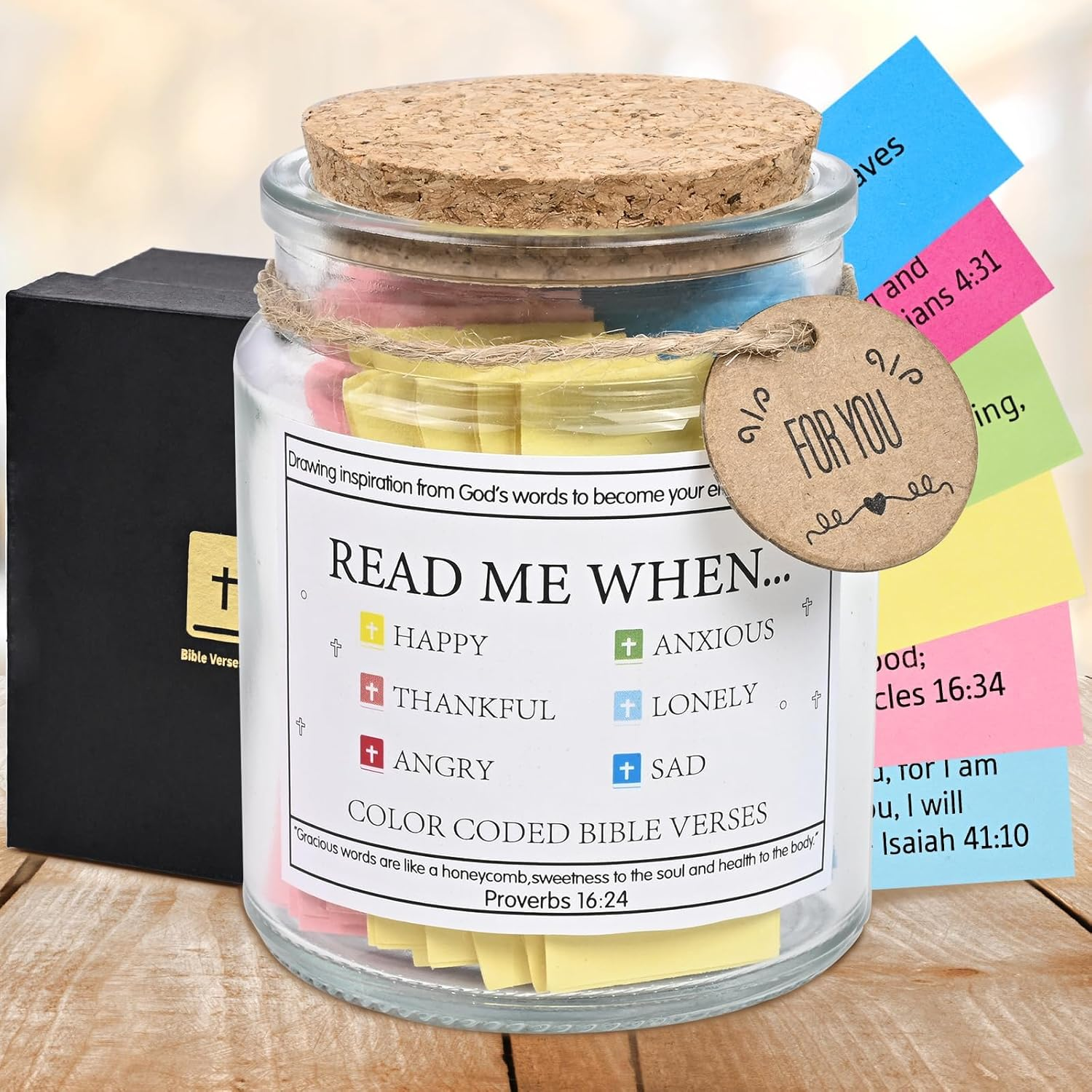 Bible Verse Jar for Emotions, Birthday Friendship Gifts for Women, Christian Christmas Gifts for Women, Read Me When Bible Jar, Faith Based Birthday Graduation Gift, Gift for Mom