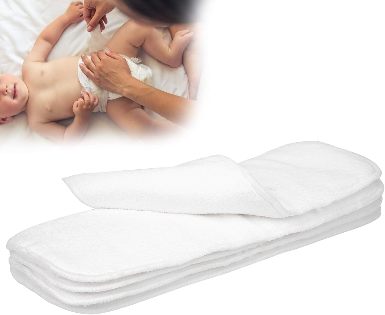 Baby Liner Inserts, 3‑Layer Super Absorbent Cloth Nappy Liners, Diapers Microfiber Baby Liner Inserts Reusable Baby Cloth for Baby Baby Bath Kids Children(Pack of Five, 35 * 13.5Cm) image number 6