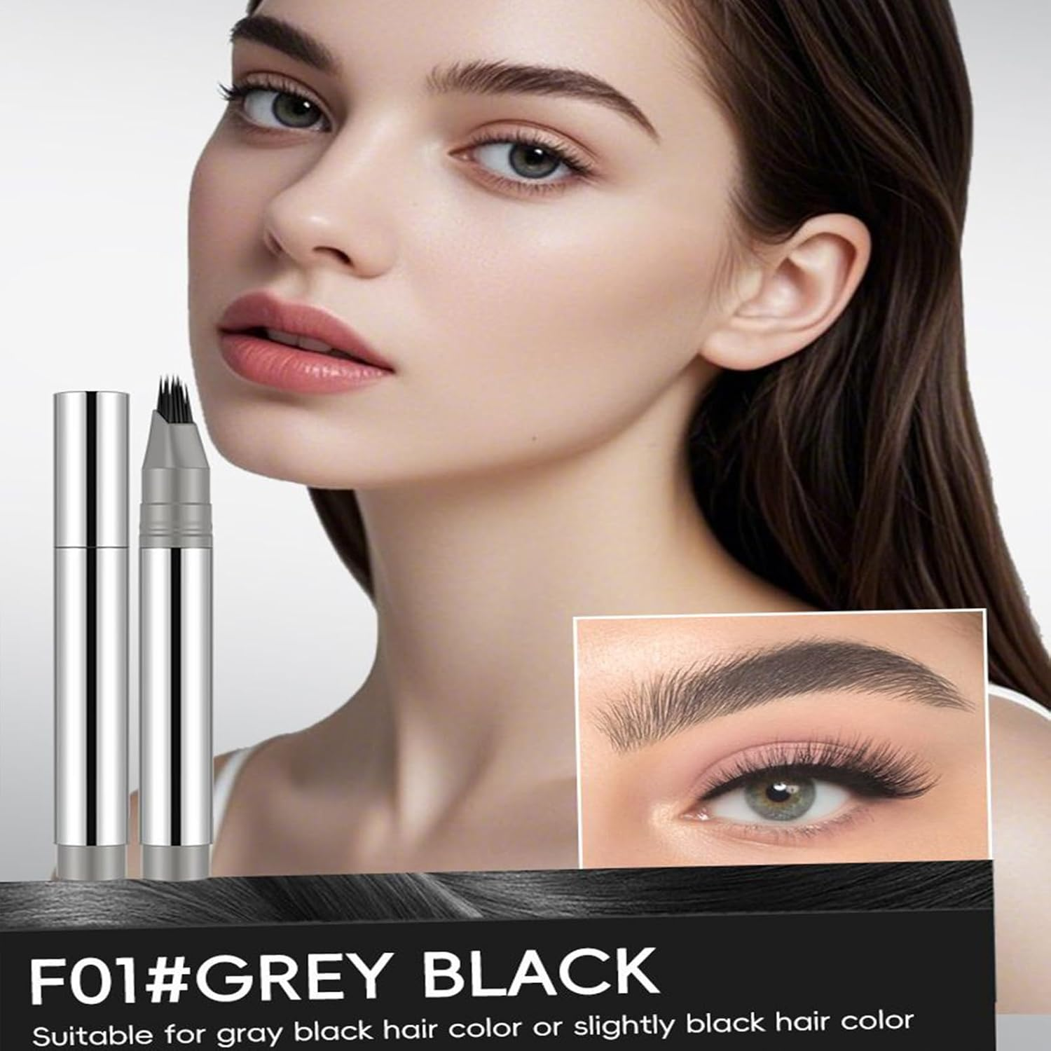 Liquid Brow Pencil - Eye Brows Pen | Eyebrow Filler Pencils | Multi-Fork Tip M Icroblading Eyebrows Pens | 2-In-1 Filling Pencils | Smudge-Proof Beauty Supplies | Makeup Accessories for Women Girls image number 5