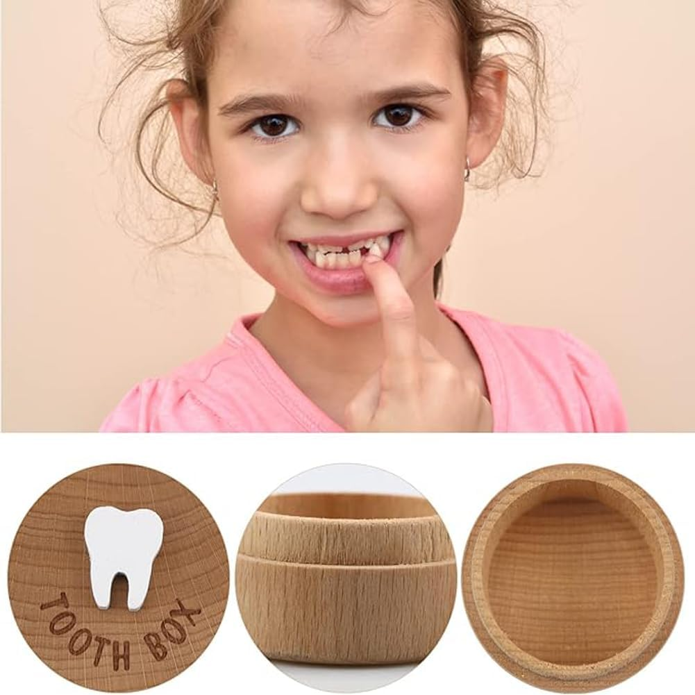 3D Tooth Fairy Box, Carved Wooden Box Souvenir Dropped Tooth Keepsake Storage Box image number 2