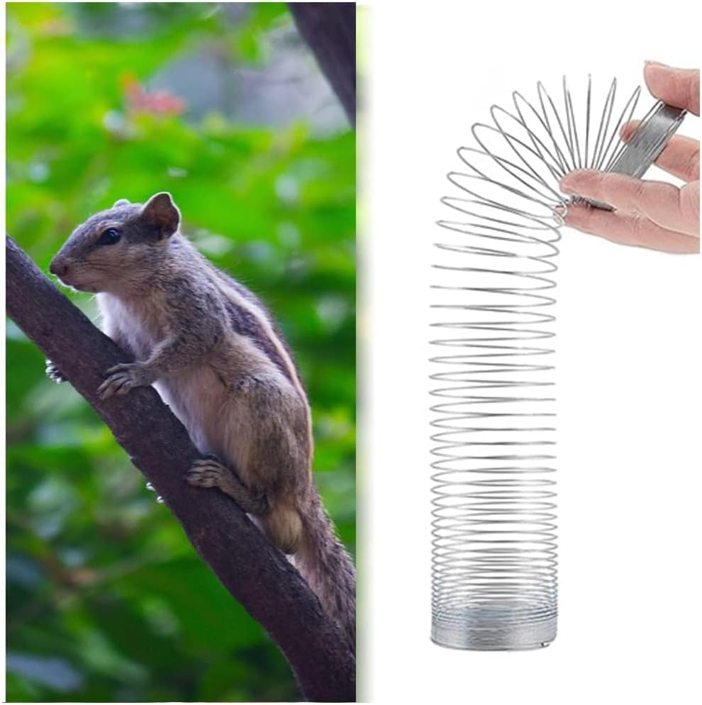 Metal Squirrel Barrier Squirrel Guard, Squirrel Proof Spring Device,Wrap around Coil Squirrel Baffle Spring anti Squirrel Spring Device for Outdoor Bird Feeder Accessories