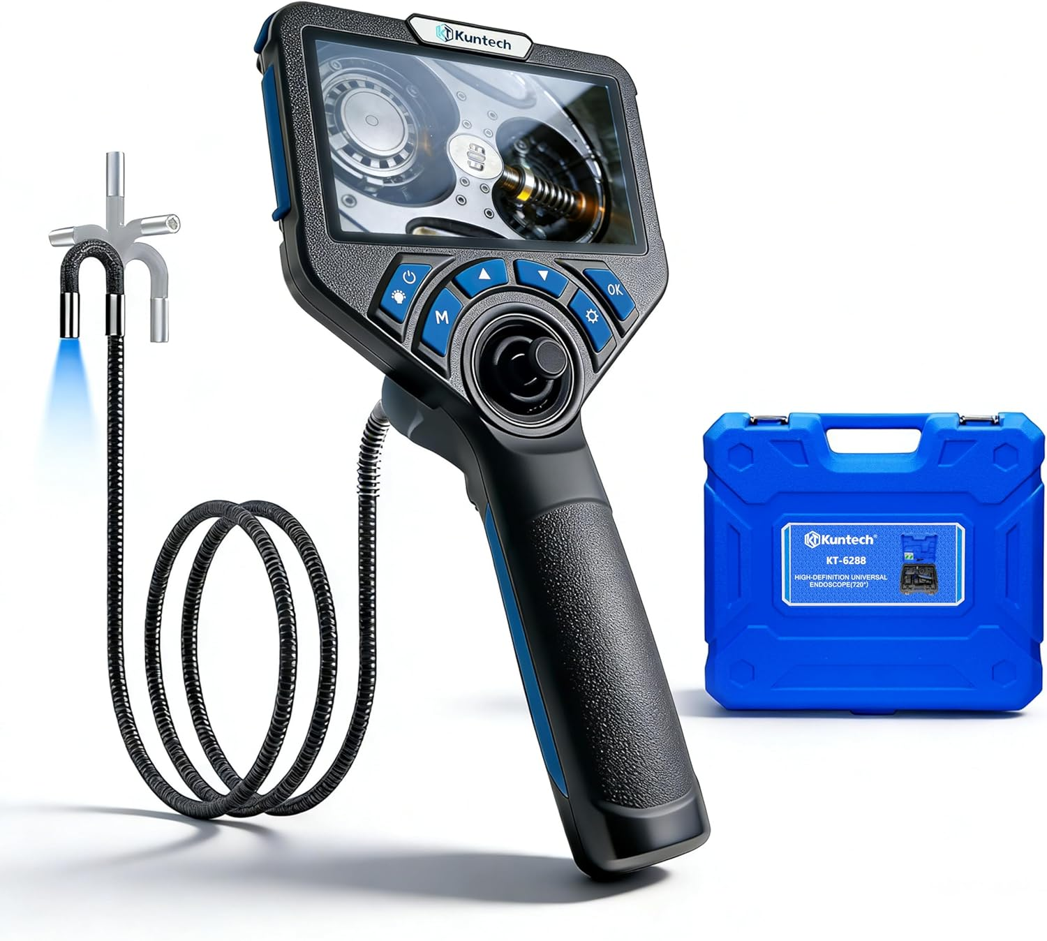 Articulating Borescope, 6.2Mm Video Endoscope Inspection Camera with 5 Inches 1080P HD IPS Screen, 720&deg; Articulation Probe, Fiber Optic Videoscope for Automotive Aircraft Mechanics image number 4