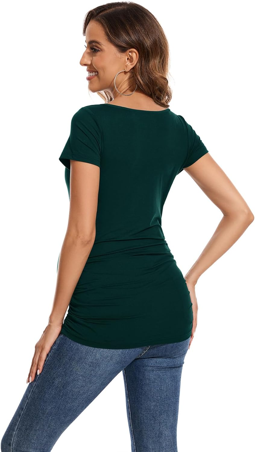 Smallshow Women'S 4 Pack Maternity Shirts Short Sleeve Pregnancy Tops Clothes image number 6