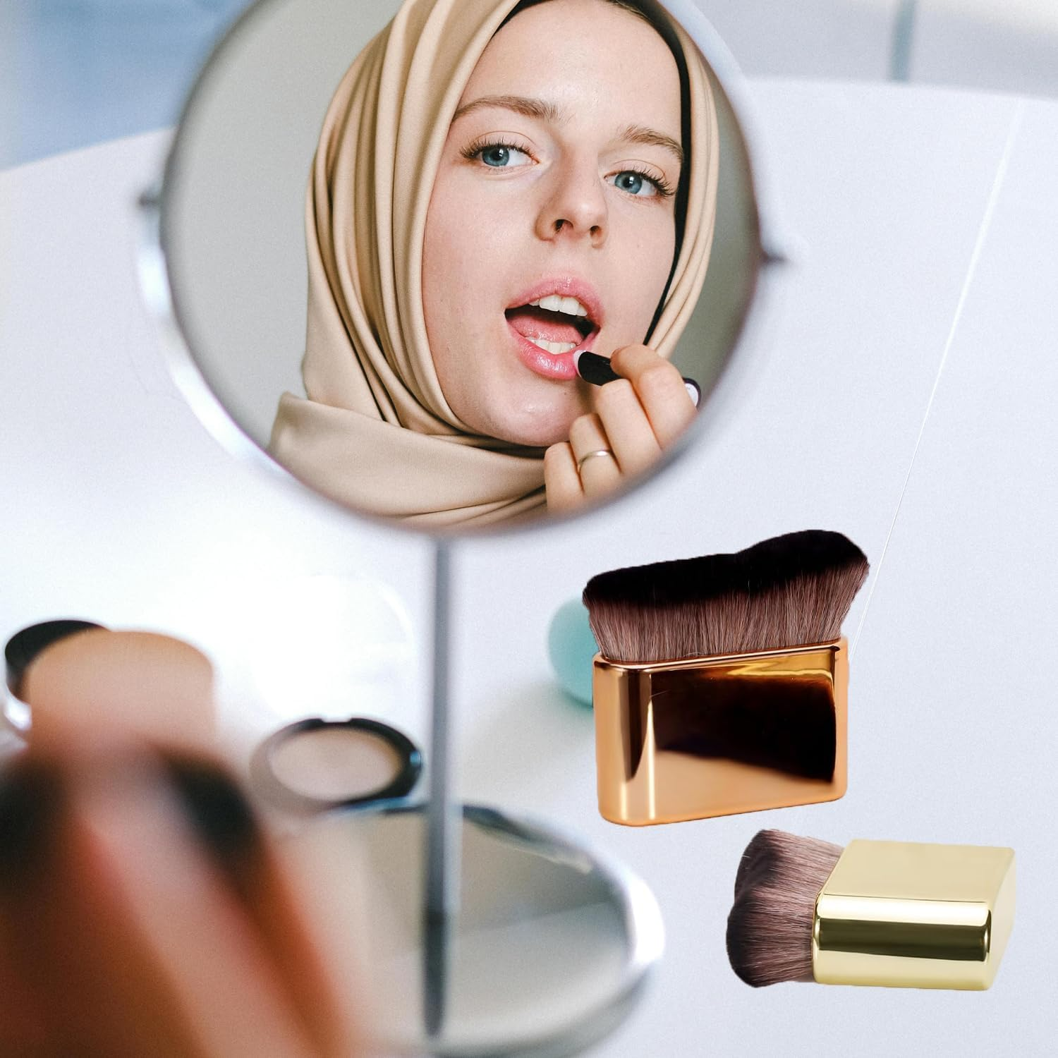 Self Tanner Brush Makeup Brush for Face and Body Foundation Perfect Flawless Leg Application for Powder Blush Eyeshadow and Sunscreen Cream (2 Pcs) image number 5