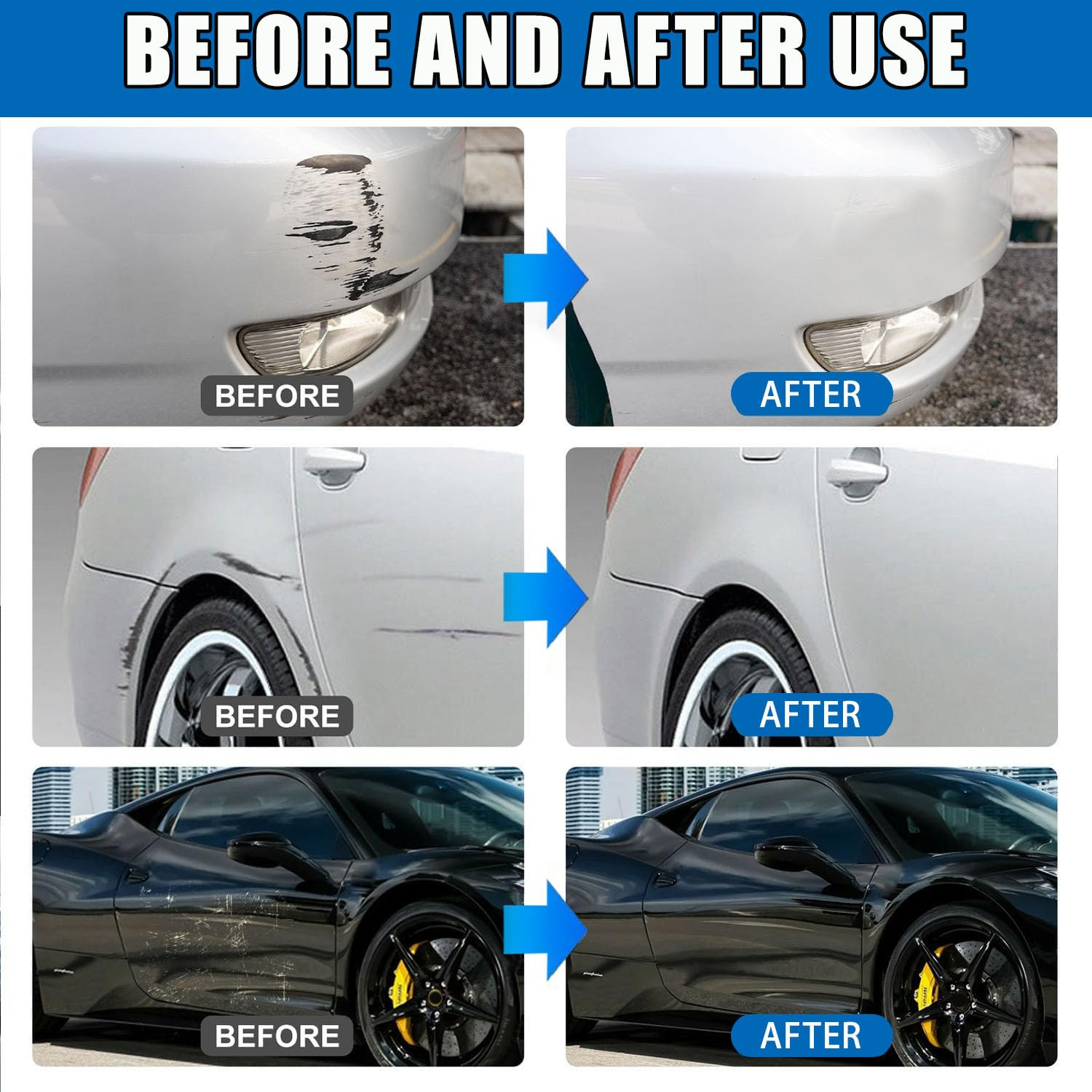 2 Pack Nano Sparkle Cloth Car Scratch Remover, Magic Wipes Cleaning Cloth Car Scratch Repair Paste- Easy to Repair Paint Scratches, Removes Swirls & Water Spots