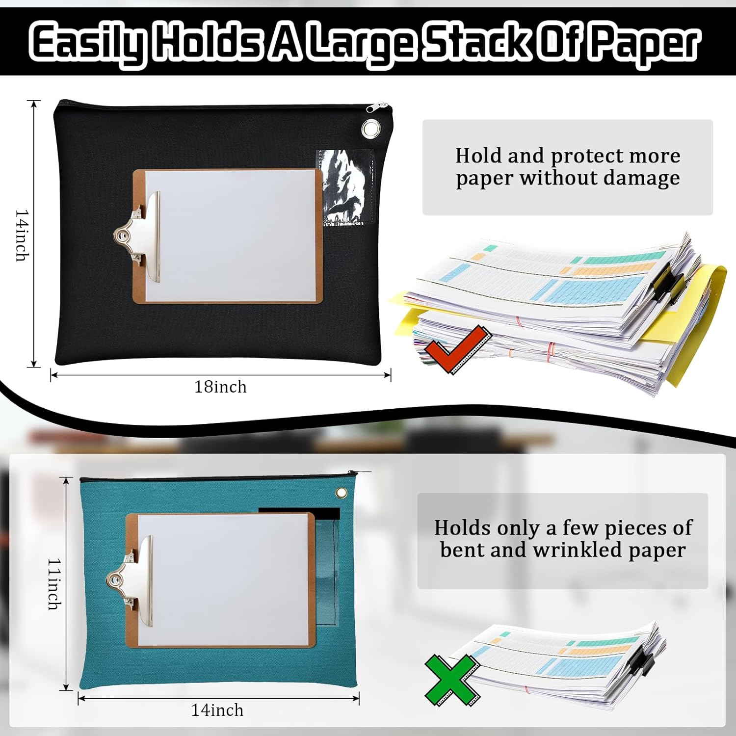 Humyoun 2 Pcs Interoffice Mailer Canvas Transit Sack Zipper Bag 18" X 14" Large Zipper Bag with Grommet Interoffice Mail Bag (Black) image number 3