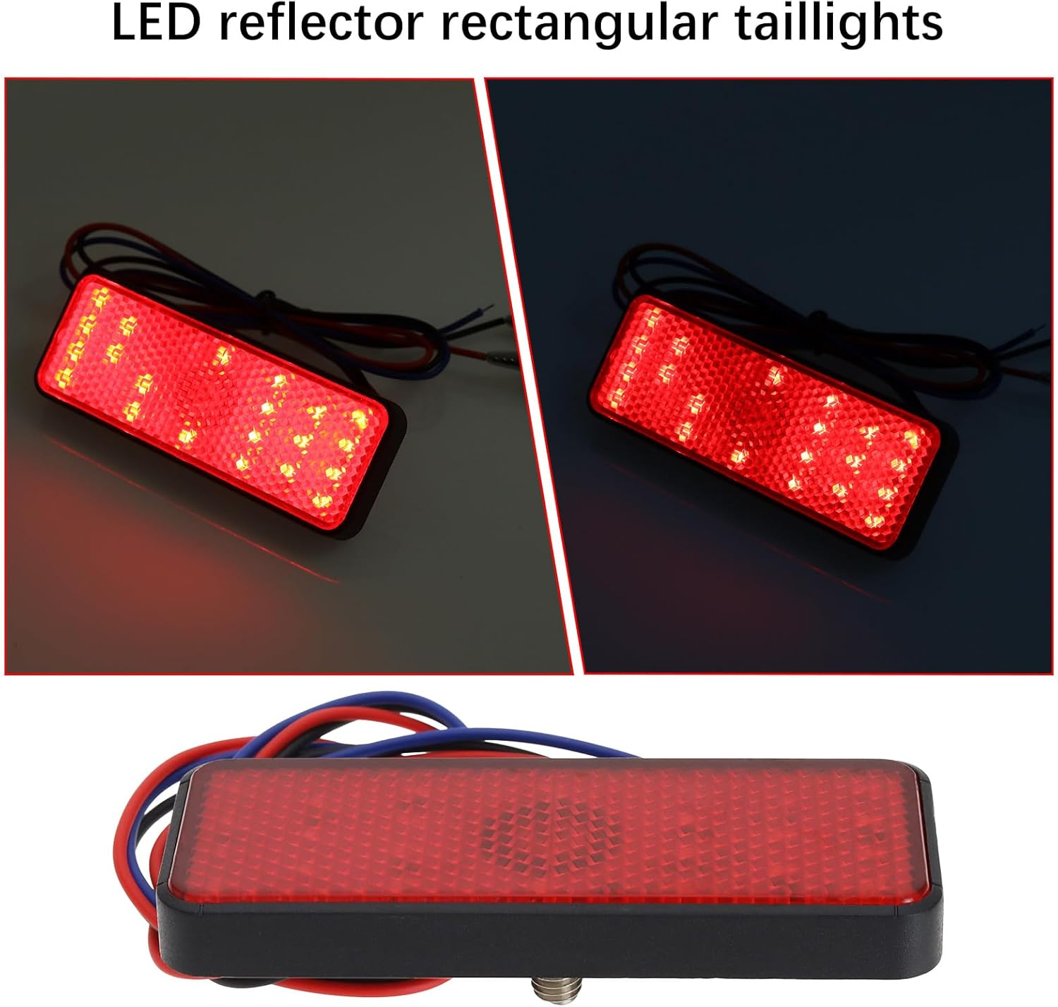 SING F LTD 2PCS Red 12V 24 LED Motorcycle Tail Light Turn Signal Light Rectangle LED Reflector Tail Brake Light Stop Lamp of Motorcycles/Scooters/Atvs/Bicycles/Tricycles