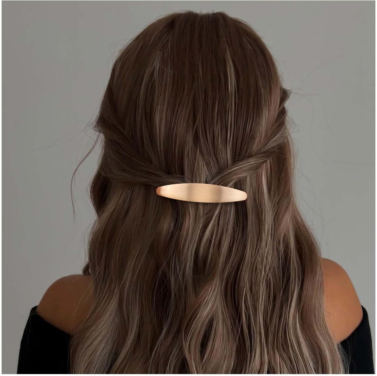 Enautoabs French Metal Hair Clip, Hair Clips, Brushed Gold, Oval Hair Clip, Pin, Geometric Ponytail Holder, Hair Clips, Minimalist Hair Clip, Decorative (Gold Oval) image number 3