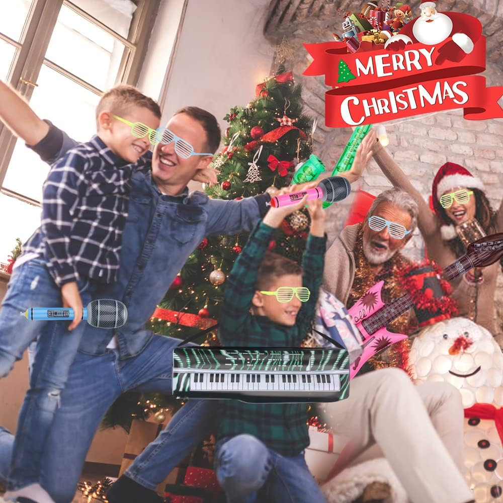 LNCOJOLM Inflatable Musical Instrument Props, 10Pcs: Guitars, Saxophones, Microphones, Boom Box, Glasses - Music Theme Balloons for Kids, Unisex - Children'S Party & Event Decoration image number 3