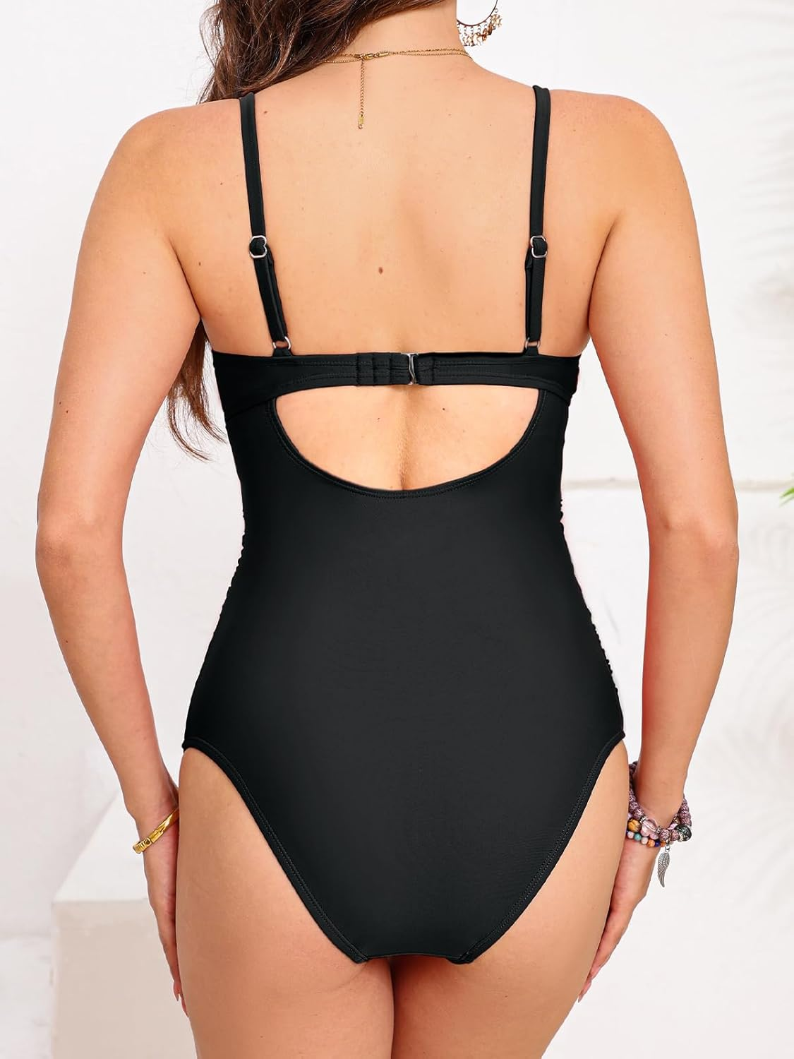 CUPSHE Women'S One Piece Swimsuit Maternity Wrapped Front Ruched Pregnancy Bathing Suit Back Hook Cutout image number 1