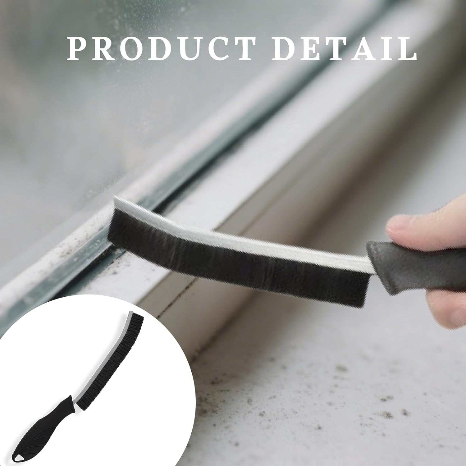 4-Pack Hard Bristle Crevice Brushes &ndash; Multi-Surface Gap Cleaning Tool Set (Black)