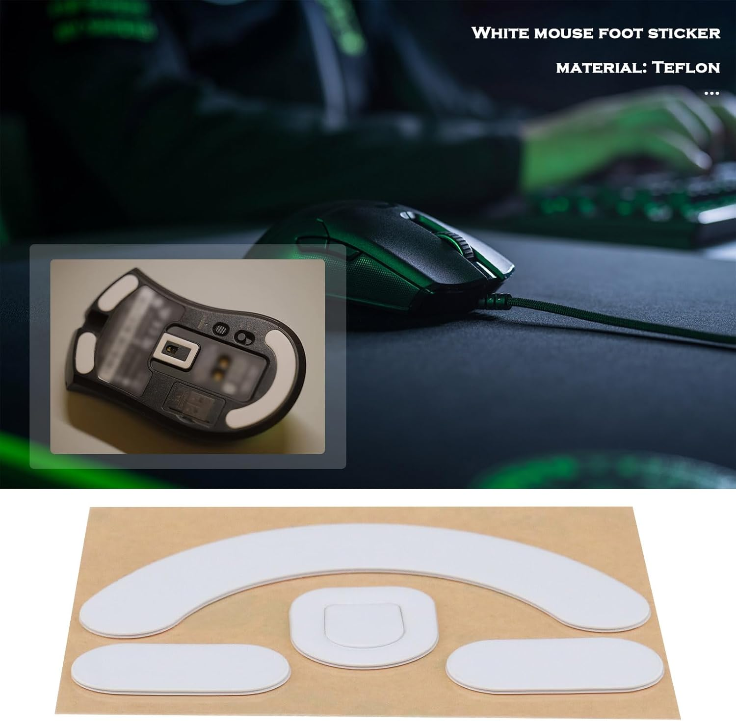 Emsea 2 Sets Rounded Curved Edges Mouse Feet Skates Compatible with Razer Viper V2 Pro Gaming Mouse Feet Replacement Self Adhesive Pre-Cut Accessories image number 6