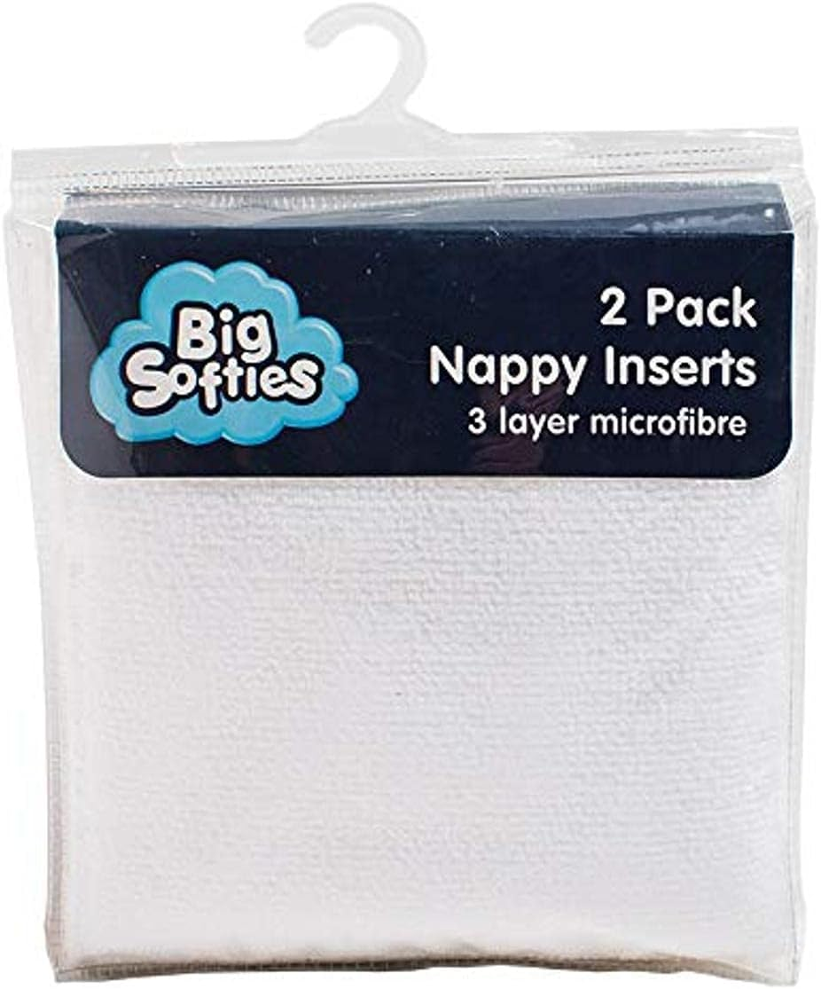 Big Softies Microfiber Nappy Insert 2 Piece Set, White, 2 Count