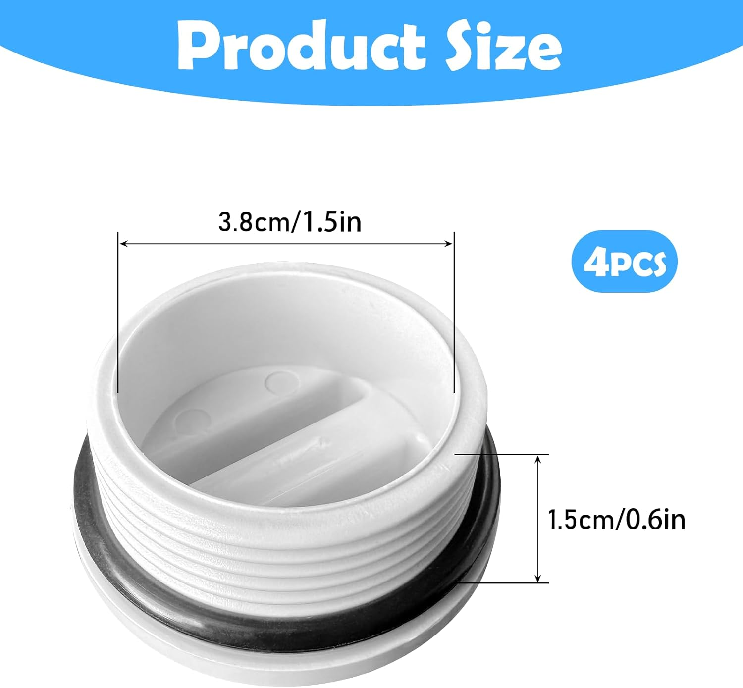 Pool Pipe Plug Set, 1.5 Inch Pool Spa Return Pipe, Wintering Plug, Filter Drain Plug with O-Ring, Winter Cap for Inlet Nozzle, Sealing Plug, 4 Pieces image number 1