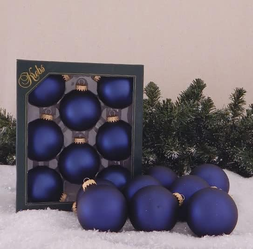 Christmas by Krebs Made in the USA Designer Seamless Glass Christmas Ball Ornaments, 2 5/8" (67Mm), 8 Pieces (Velvet Midnight Haze Blue) image number 3