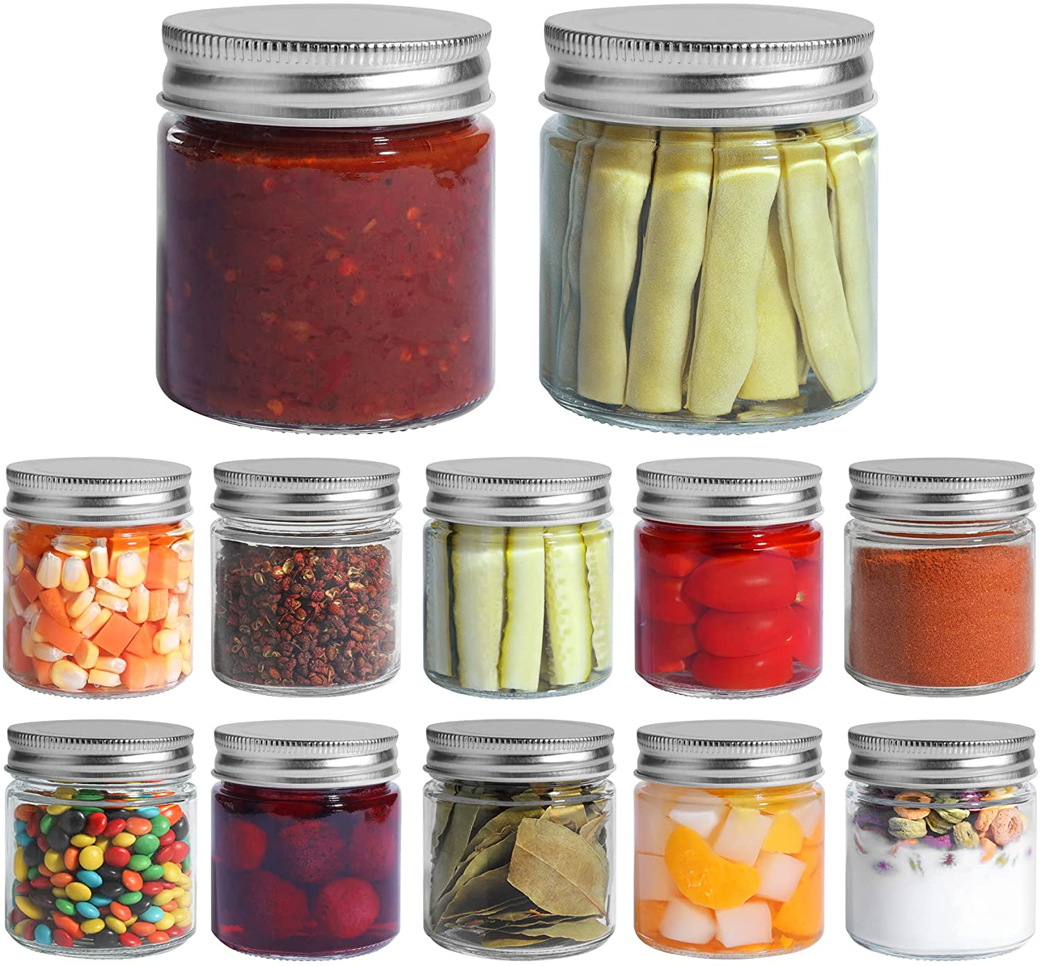 Comsaf Mason Jars with Airtight Metal Regular Lids(8Oz/250Ml), Sealed Clear Glass Canning Jars with Wide Mouth for Spices, Honey, Jam, Jelly, Ideal for Wedding Favors, Baby Shower Favors, Set of 12 image number 6