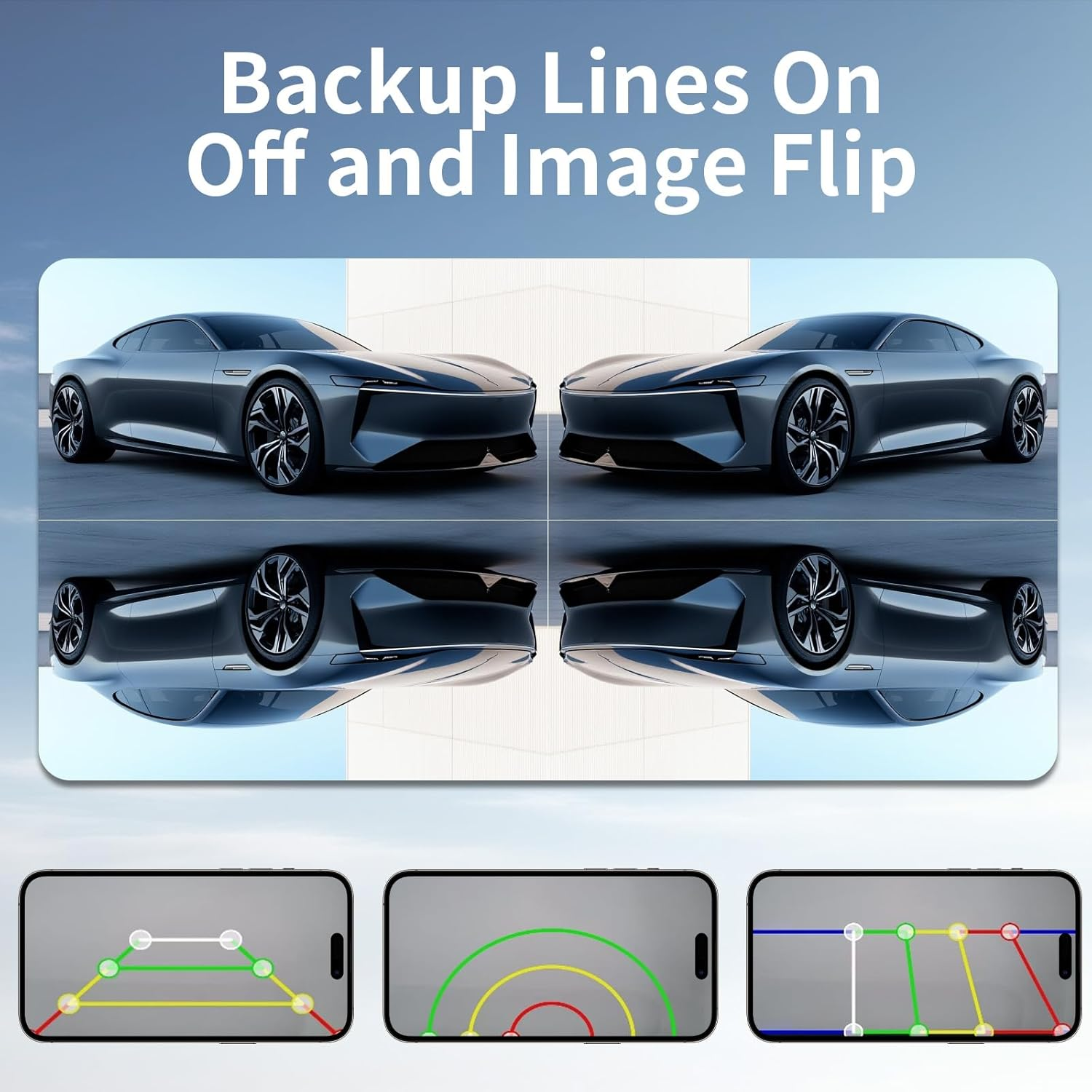 Wifi Solar Wireless Reversing Camera, Magnetic Wireless Reversing Camera with 9600 Mah Rechargeable Battery, 1080P Camera with Waterproof, IR Night Vision, Wide Angle Rear View for Trucks