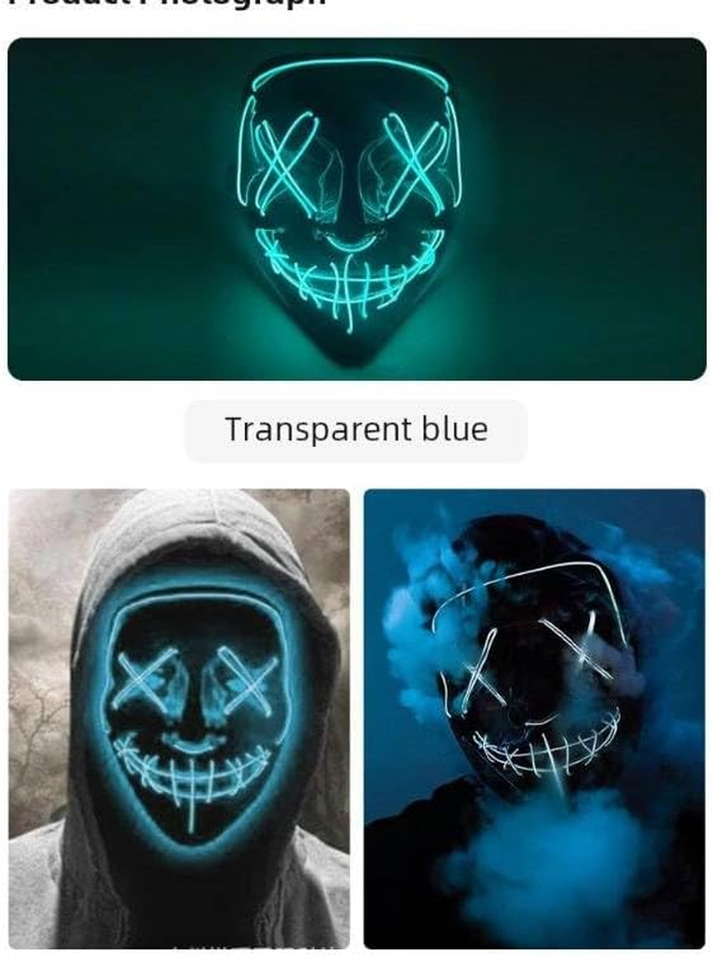 Boolavard Halloween Mask LED Light up Mask for Festival Cosplay Halloween Costume Masquerade Parties, Carnival, Gifts - Green  Pink image number 7