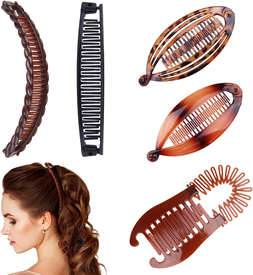 PNPGDYK Banana Hair Clip, Pack of 5 Large Banana Hair Clips, Vintage Banana Hair Clips, Ponytail Hair Clip, for Women and Girls image number 3