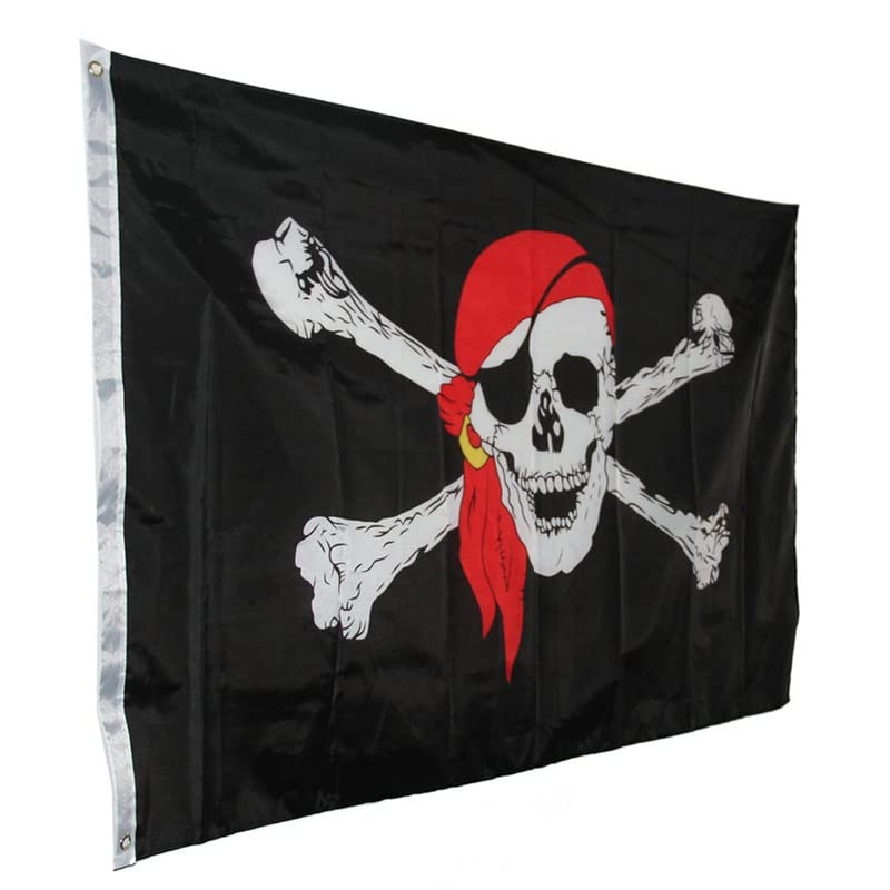 AIMALL 90X150Cm Large Pirate Flag Jolly Roger Skull & Crossbone Flags Party Accessory 3 X 5 Ft - for Themed Events, Costumes image number 5