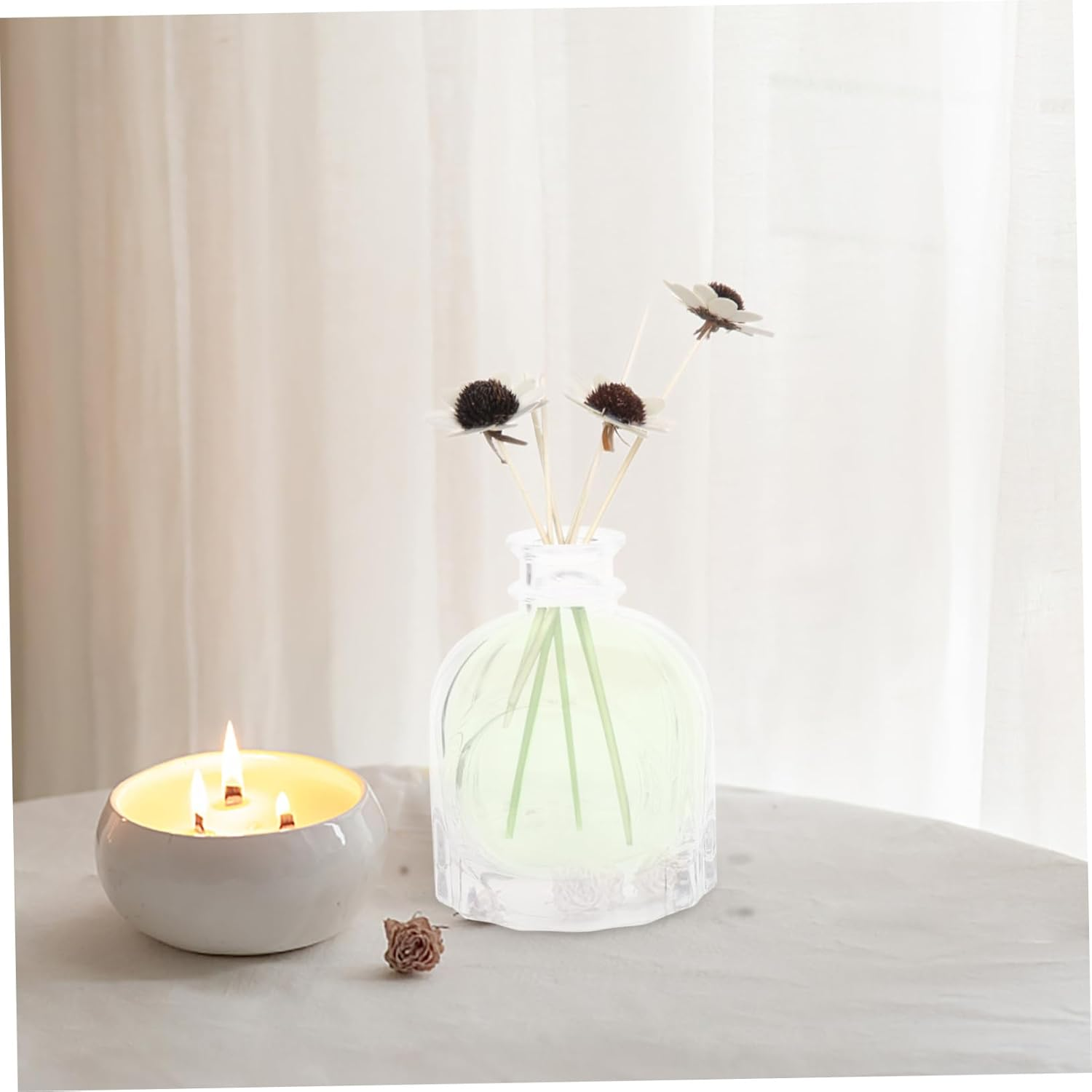 Fragrance Storage Container Dispenser Jars 100Ml Glass Aromatherapy Diffuser Bottles for Home Office 4Pcs Set image number 4