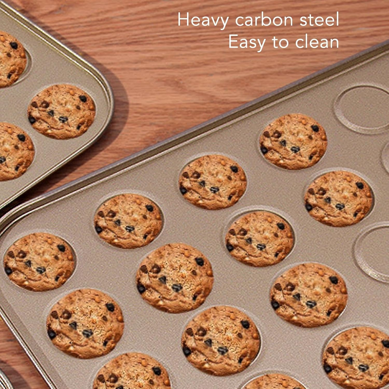 Muffin Top Baking Pan, Carbon Steel Bakeware for Oven Baking Non Stick Coating for Even Heat Distribution Cupcakes Muffins Candies (30 Hole) - 30 Hole image number 2