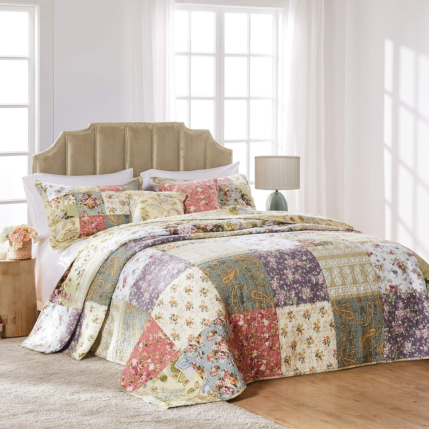 Greenland Home Blooming Prairie Bedspread Set, King, Multi image number 6