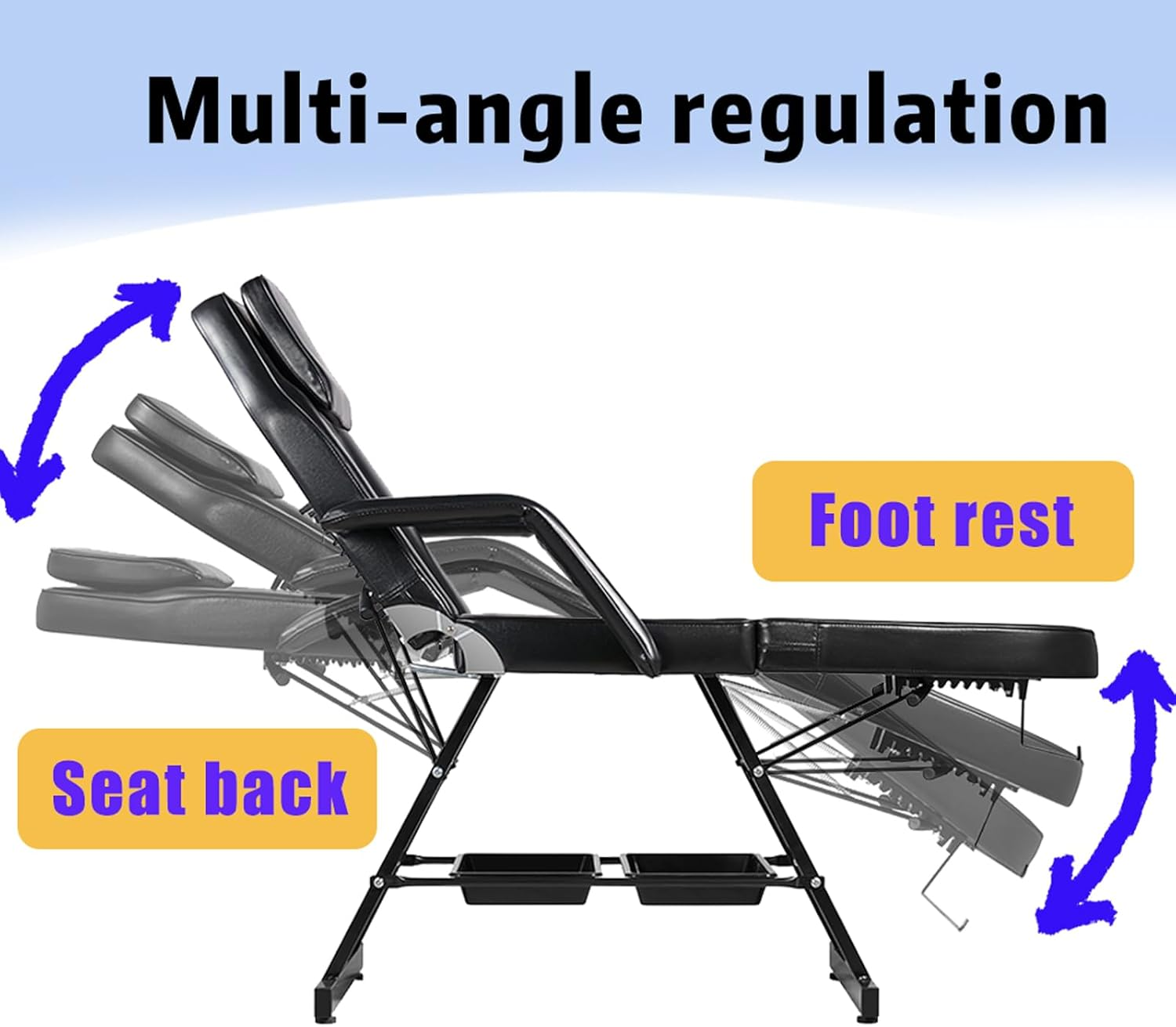 Versatile Multi-Functional Beauty Bed: MAX 185CM Portable 3 Folding Massage Table with Chair for Salon and Home Therapy Sessions (White) - Brown image number 3